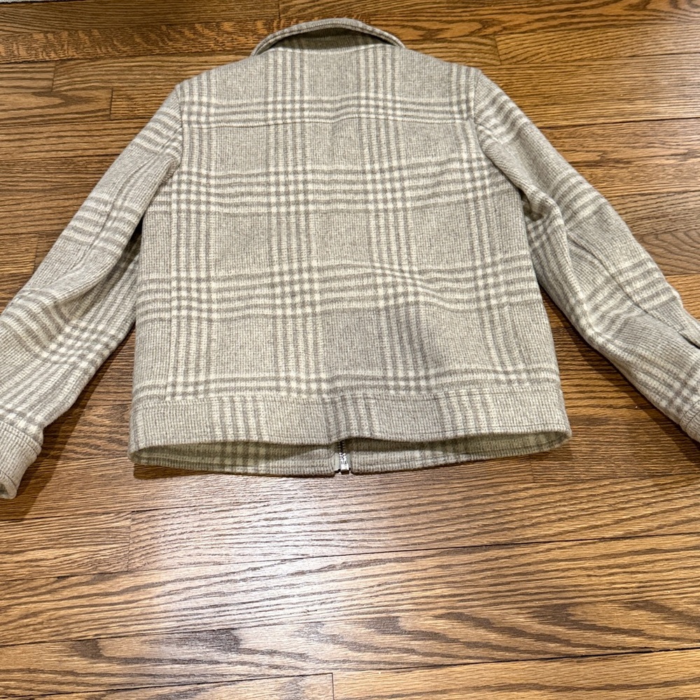 Reiss Kids Plaid Pea Coat in Beige Size 8-9 - Picture 4 of 4